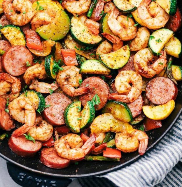 Kielbasa & Shrimp Skillet w/ Summer Squash Mqt Nutrition