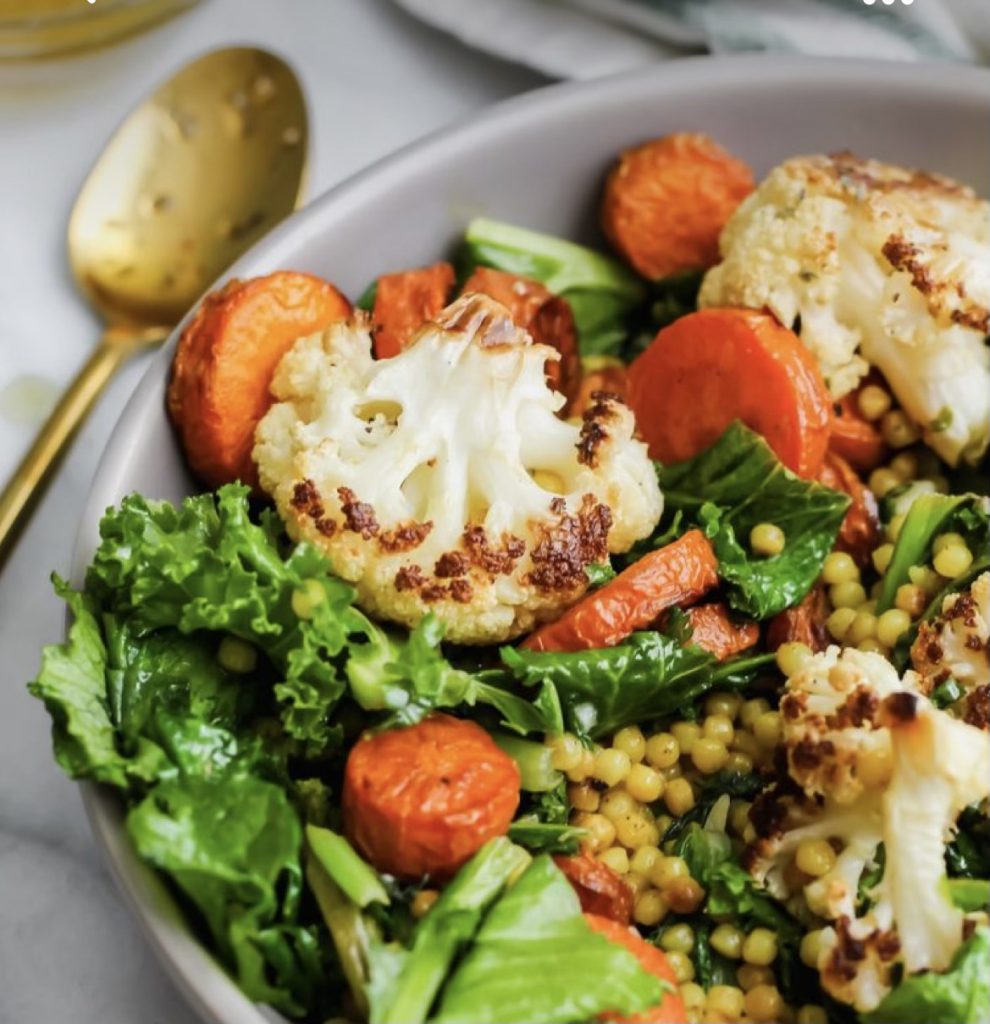 Turmeric Roasted Cauliflower & Lentil Bowl w/ Almonds & Cranberries