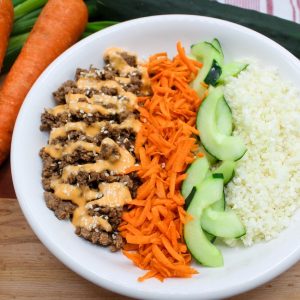Korean Ground Beef Bowl w/ Cauliflower Rice