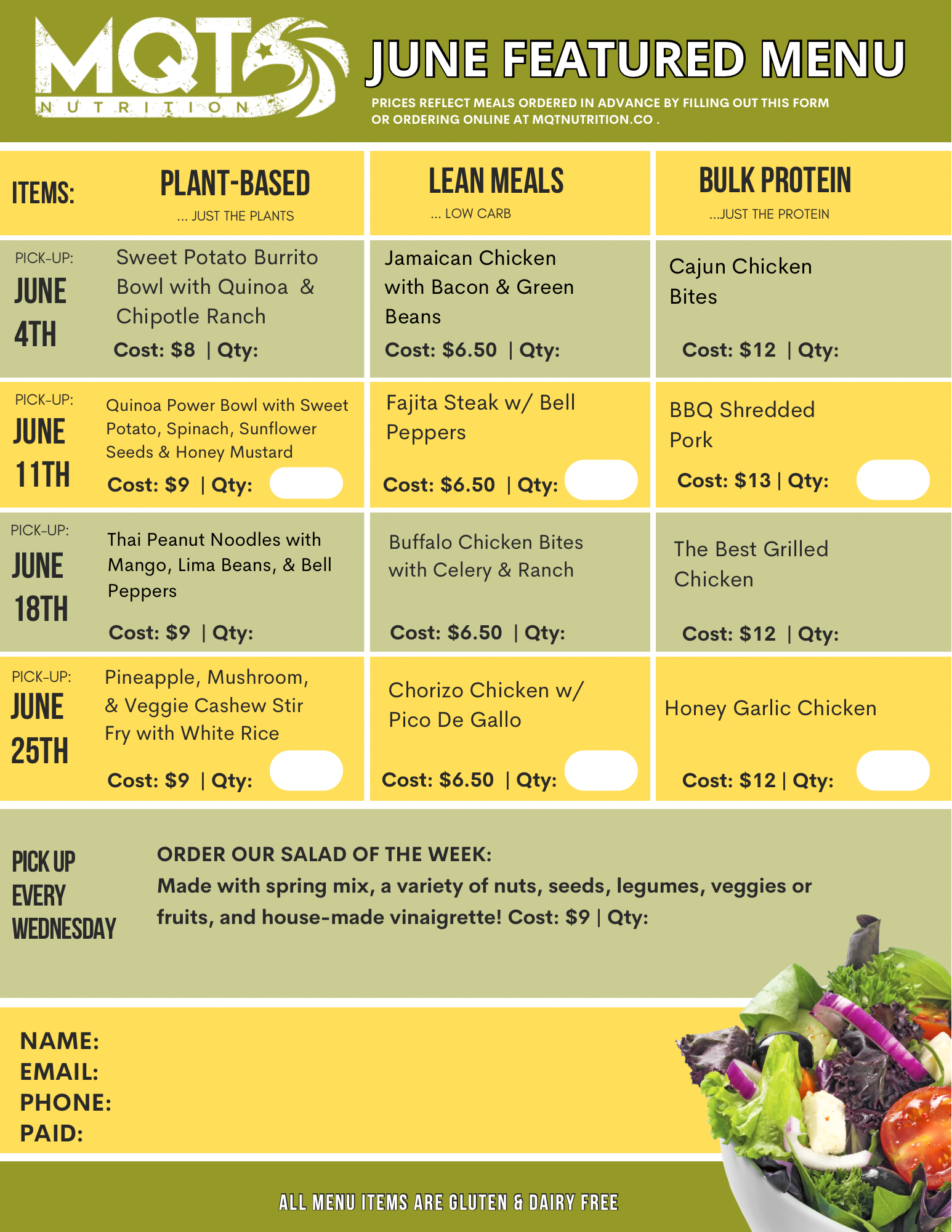 JUNE 2025 Featured Menu