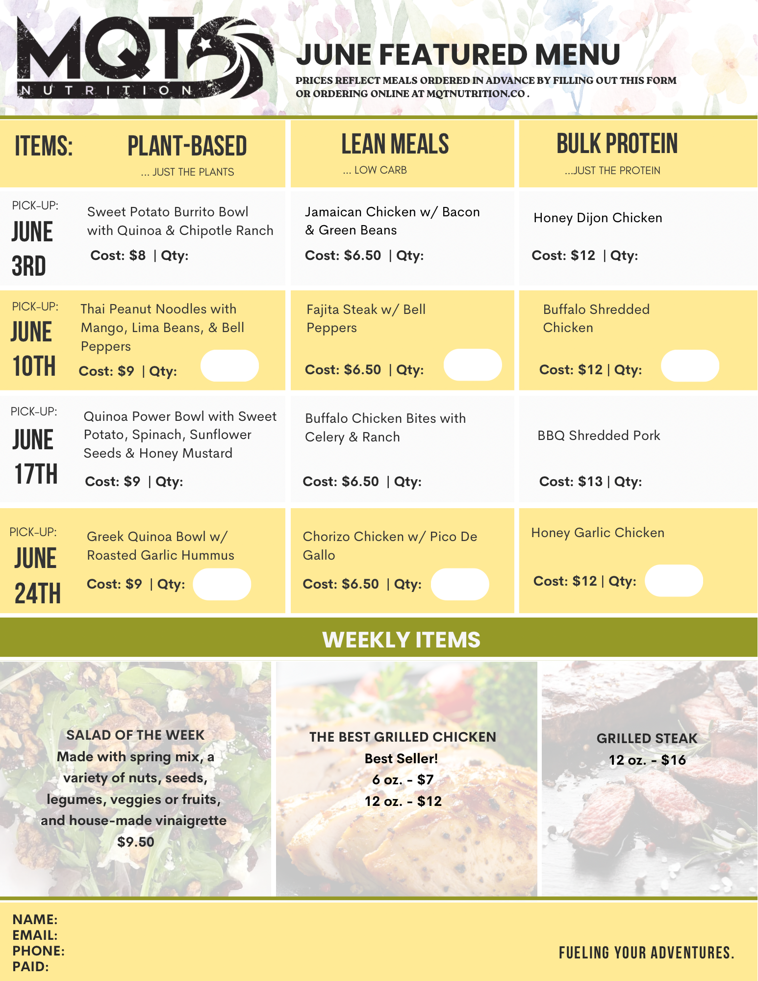 JUNE 2026 Featured Menu